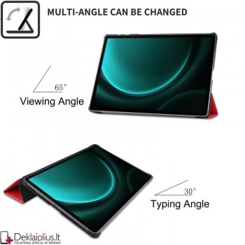 Dirbtinės odos atverčiamas dėklas - raudonas (Samsung Tab S9 Fe Plus (SM-x610-x616B) Dirbtinės odos atverčiamas dėklas - raudonas (Samsung Tab S9 Fe Plus (SM-x610-x616B)
